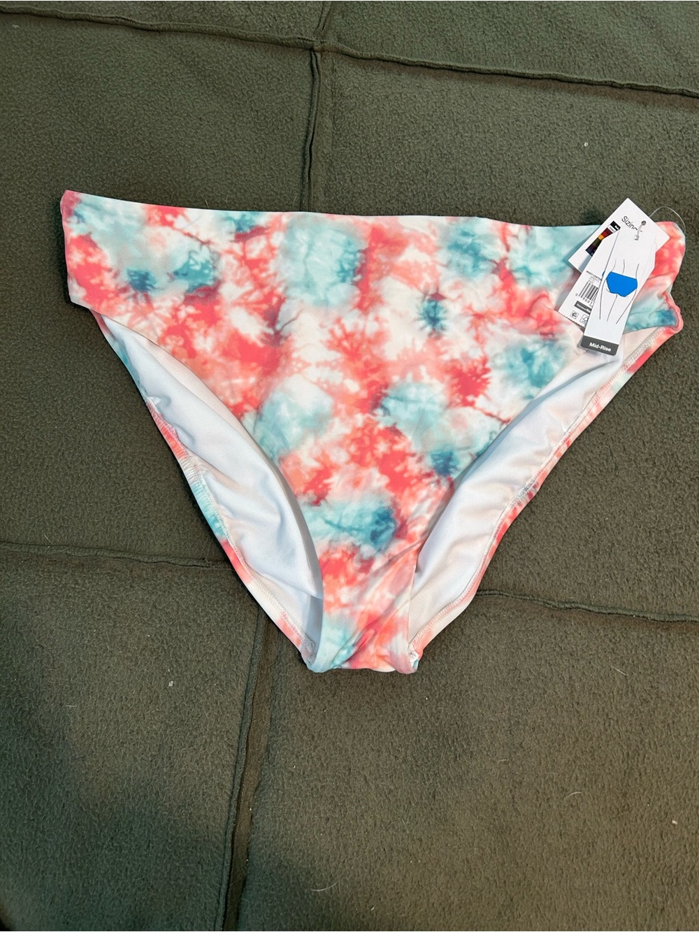 Time and Tru Tie-Dye Bikini Bottoms in Coral & Aqua